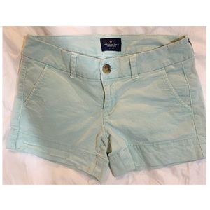 Light teal midi shorts